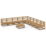 10 Piece Garden Lounge Set Honey Brown Solid Wood Pine
