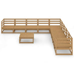 10 Piece Garden Lounge Set Honey Brown Solid Wood Pine