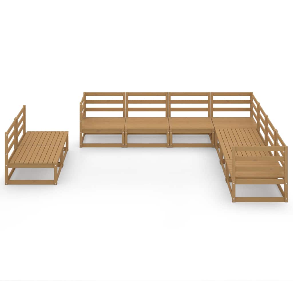 9 Piece Garden Lounge Set Honey Brown Solid Wood Pine