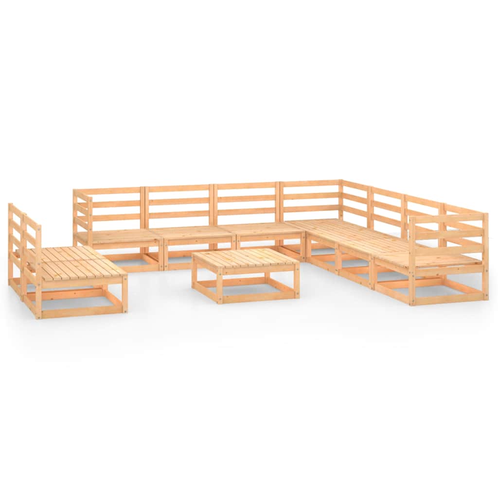 10 Piece Garden Lounge Set Solid Wood Pine
