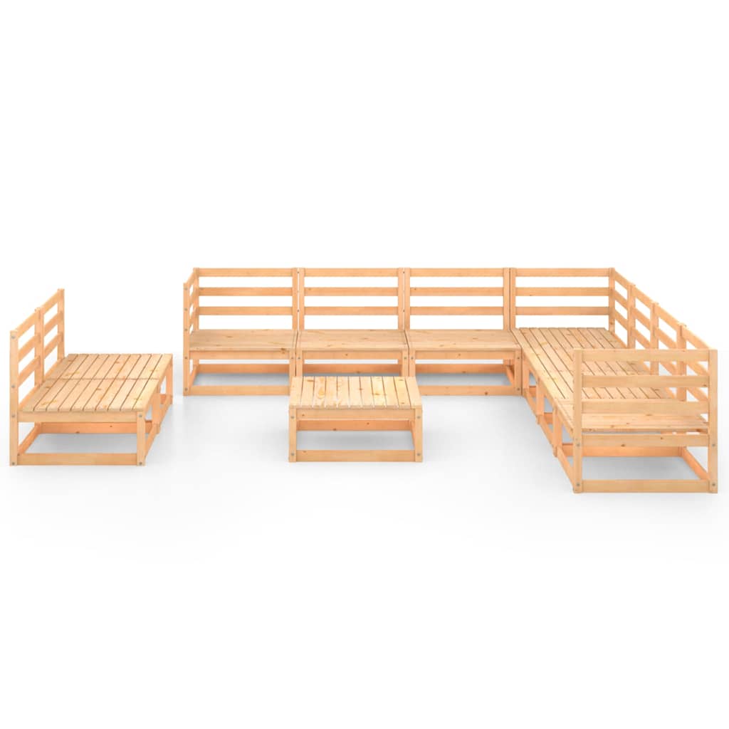 10 Piece Garden Lounge Set Solid Wood Pine