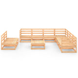 10 Piece Garden Lounge Set Solid Wood Pine - Side View