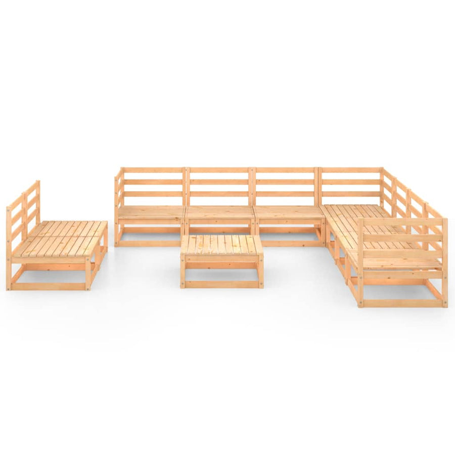 10 Piece Garden Lounge Set Solid Wood Pine