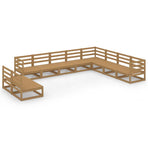 10 Piece Garden Lounge Set Honey Brown Solid Wood Pine