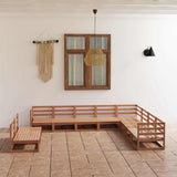 10 Piece Garden Lounge Set Honey Brown Solid Wood Pine