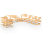 9 Piece Garden Lounge Set Solid Pinewood - Front View