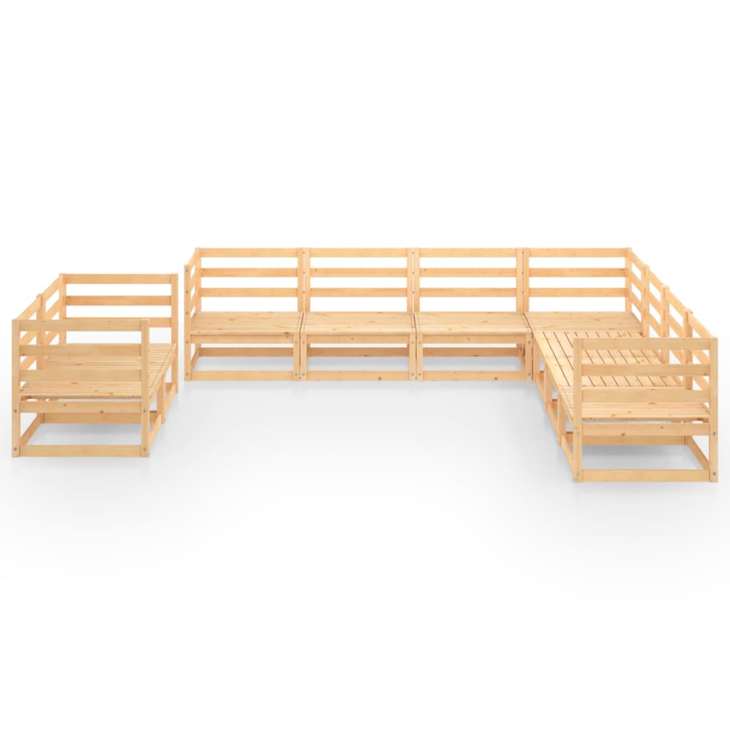 9 Piece Garden Lounge Set Solid Pinewood
