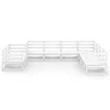 9 Piece Garden Lounge Set White Solid Pinewood - Side View
