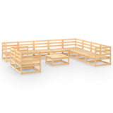 11 Piece Garden Lounge Set Solid Pinewood - Front View
