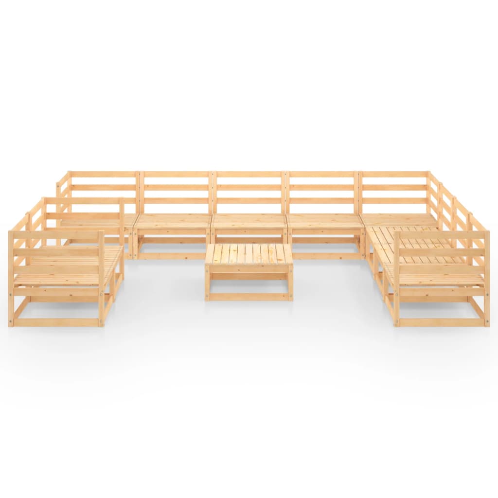 11 Piece Garden Lounge Set Solid Pinewood