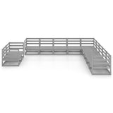 11 Piece Garden Lounge Set Grey Solid Pinewood - Side View