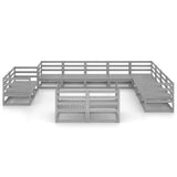 12 Piece Garden Lounge Set Grey Solid Pinewood