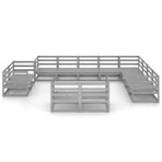 12 Piece Garden Lounge Set Grey Solid Wood Pine