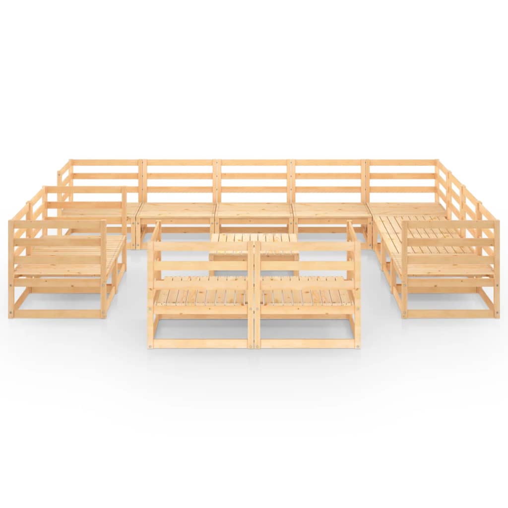 13 Piece Garden Lounge Set Solid Pinewood
