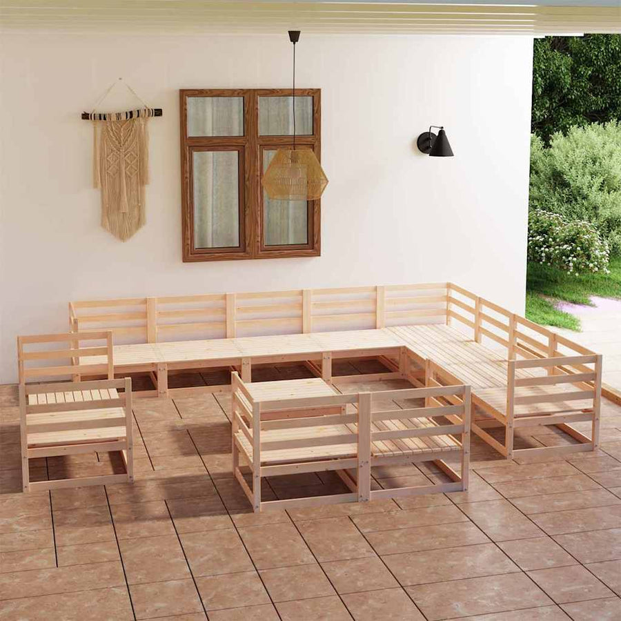 13 Piece Garden Lounge Set Solid Wood Pine
