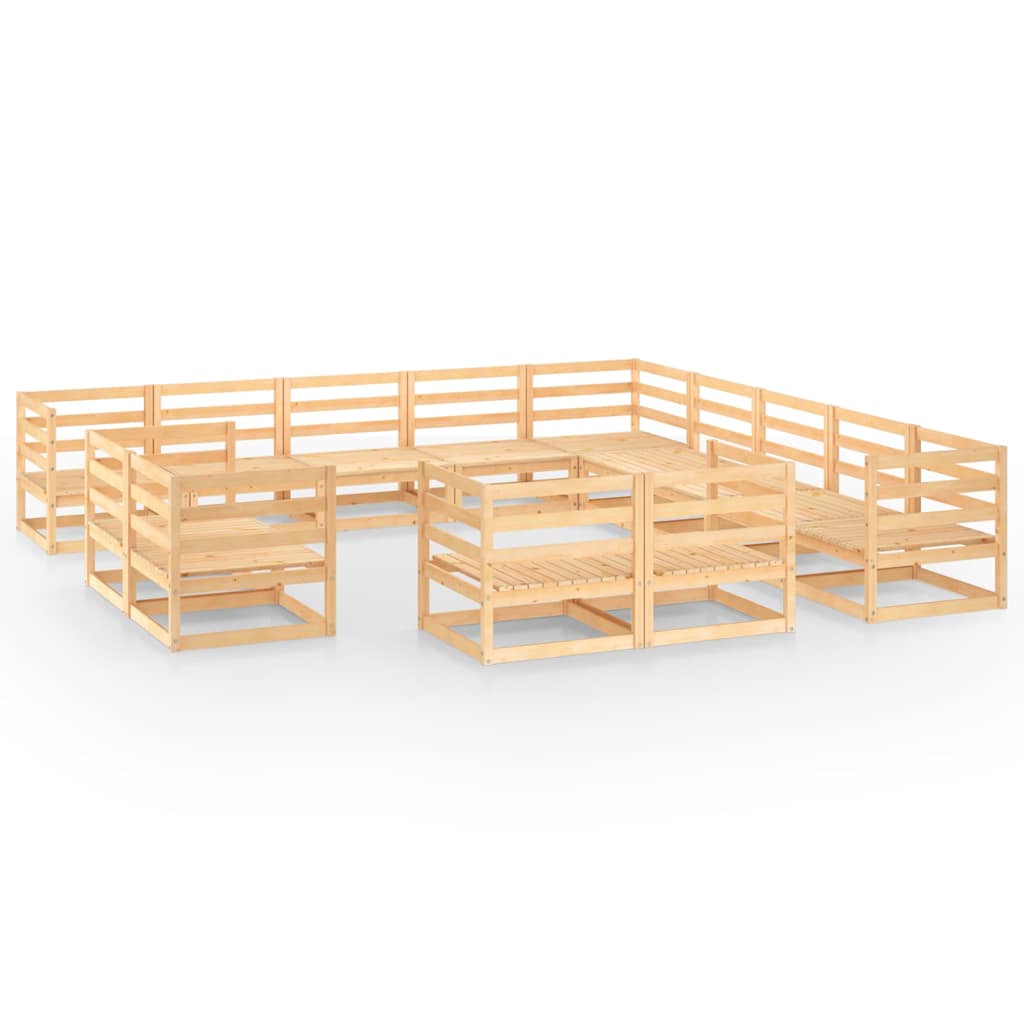 13 Piece Garden Lounge Set Solid Wood Pine