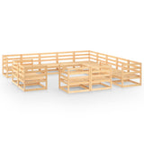 13 Piece Garden Lounge Set Solid Wood Pine