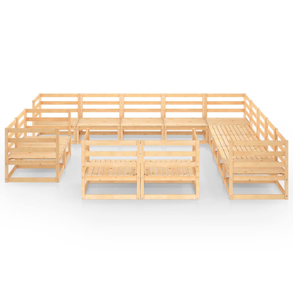 13 Piece Garden Lounge Set Solid Wood Pine
