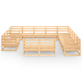 13 Piece Garden Lounge Set Solid Wood Pine - Side View
