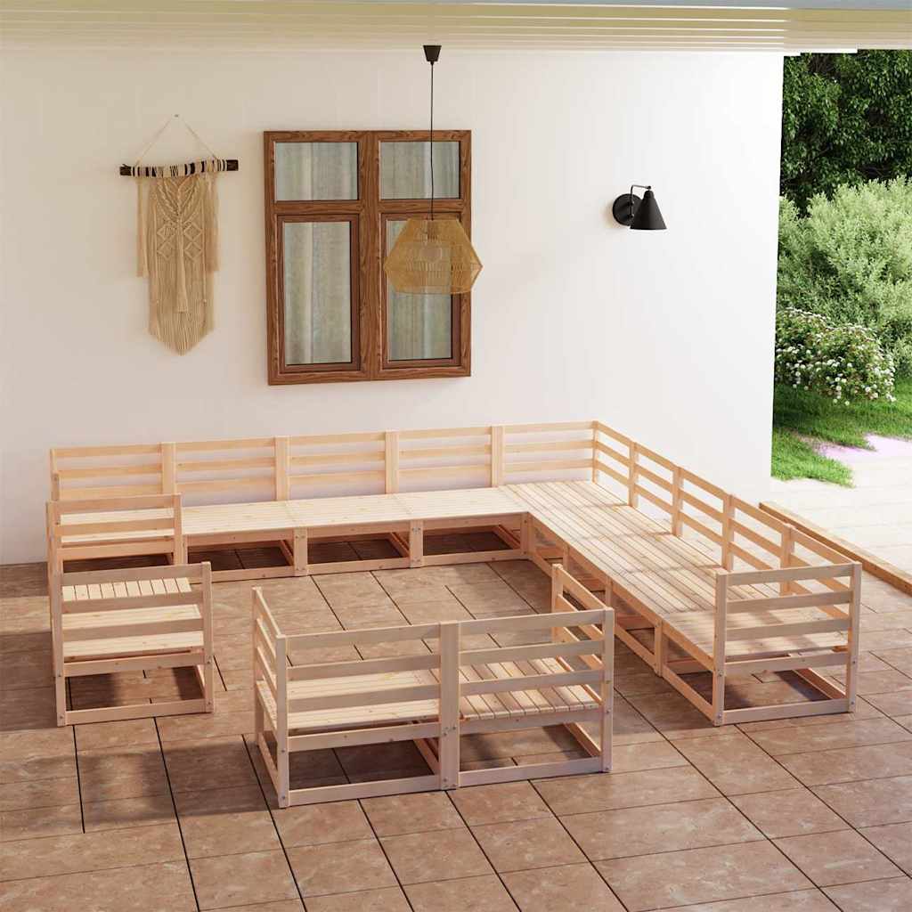 13 Piece Garden Lounge Set Solid Wood Pine