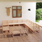 13 Piece Garden Lounge Set Solid Wood Pine