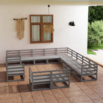 13 Piece Garden Lounge Set Solid Wood Pine