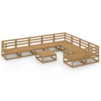 10 Piece Garden Lounge Set Solid Wood Pine