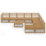 10 Piece Garden Lounge Set Solid Wood Pine