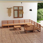 10 Piece Garden Lounge Set Solid Wood Pine