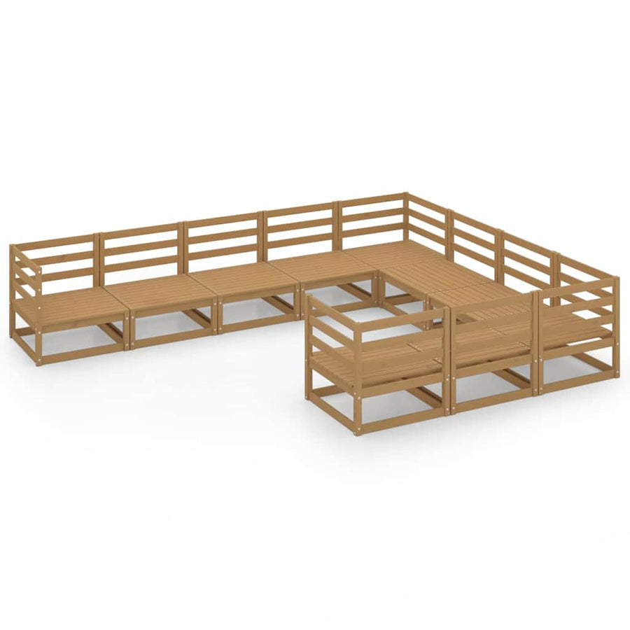 10 Piece Garden Lounge Set Solid Wood Pine