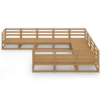 10 Piece Garden Lounge Set Solid Wood Pine