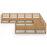 10 Piece Garden Lounge Set Solid Pinewood - Side View