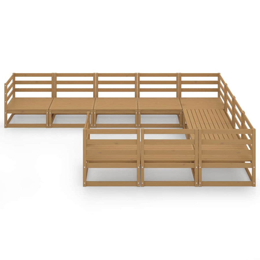 10 Piece Garden Lounge Set Solid Wood Pine