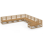 10 Piece Garden Lounge Set Solid Wood Pine