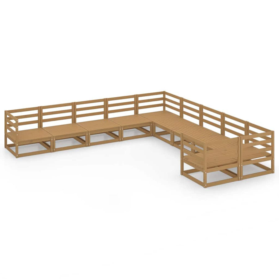 10 Piece Garden Lounge Set Solid Wood Pine