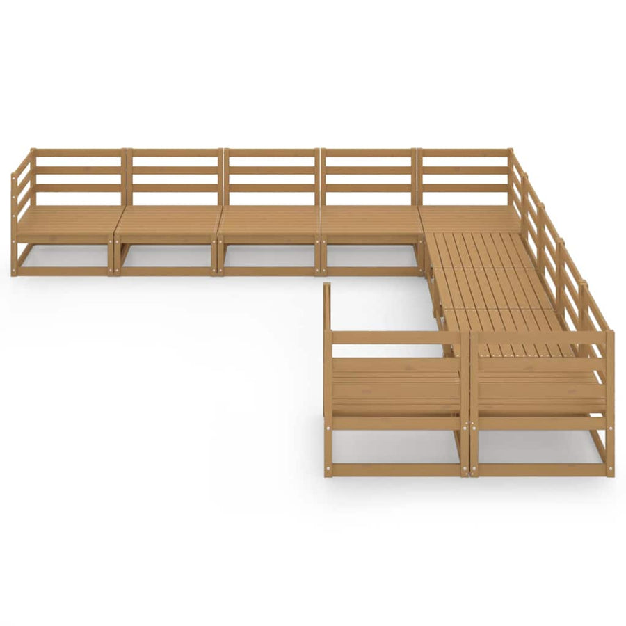 10 Piece Garden Lounge Set Solid Wood Pine