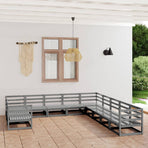 11 Piece Garden Lounge Set Solid Wood Pine