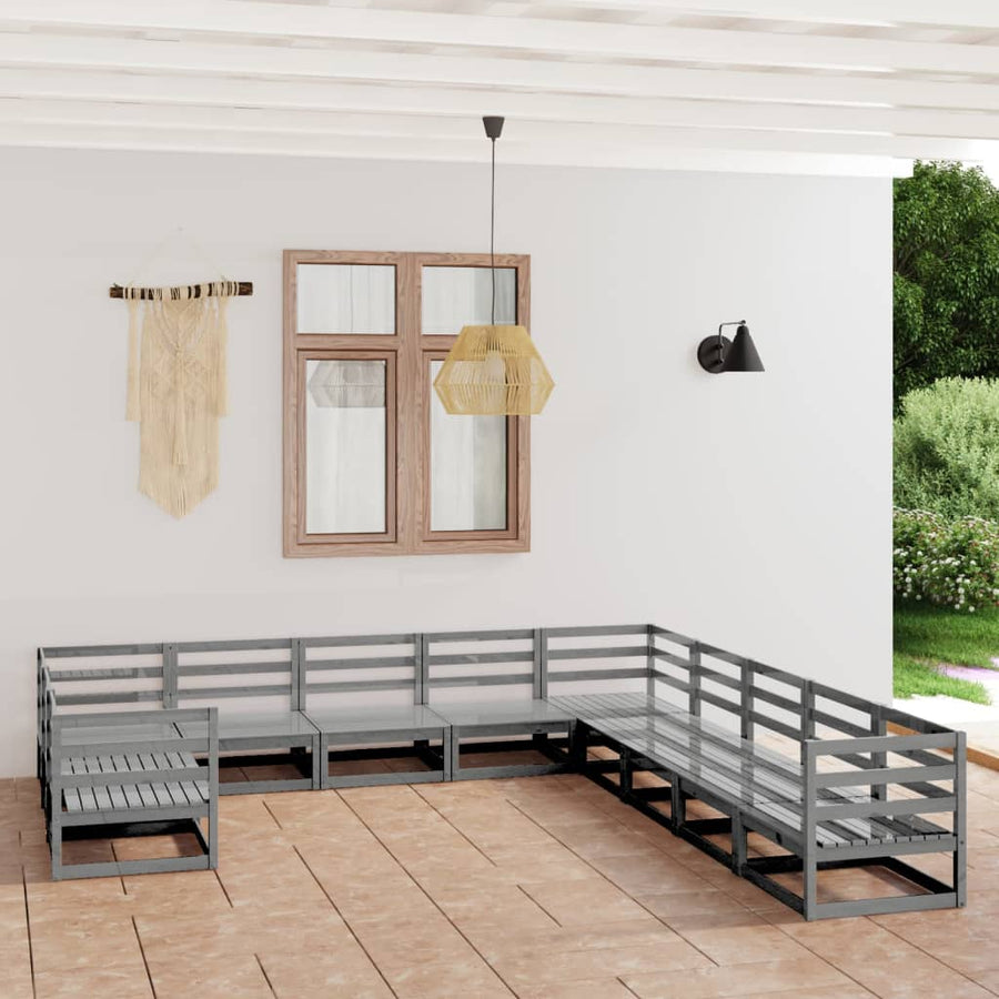 11 Piece Garden Lounge Set Solid Wood Pine