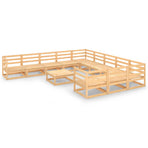 12 Piece Garden Lounge Set Solid Wood Pine