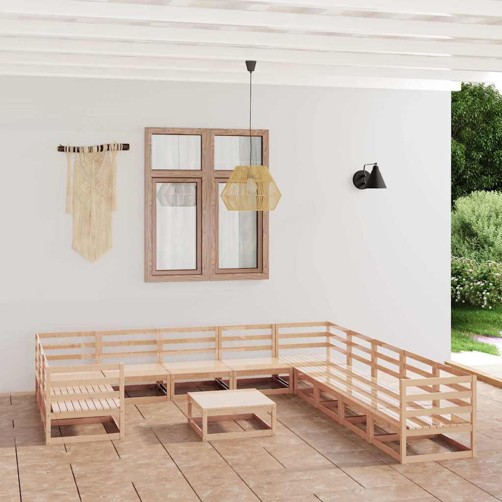 12 Piece Garden Lounge Set Solid Wood Pine