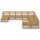 10 Piece Garden Lounge Set Solid Pinewood - Side View