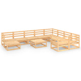 11 Piece Garden Lounge Set Solid Pinewood - Front View