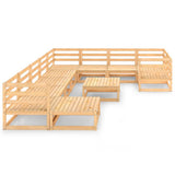 11 Piece Garden Lounge Set Solid Pinewood - Side View