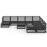 11 Piece Garden Lounge Set Solid Wood Pine - Side View
