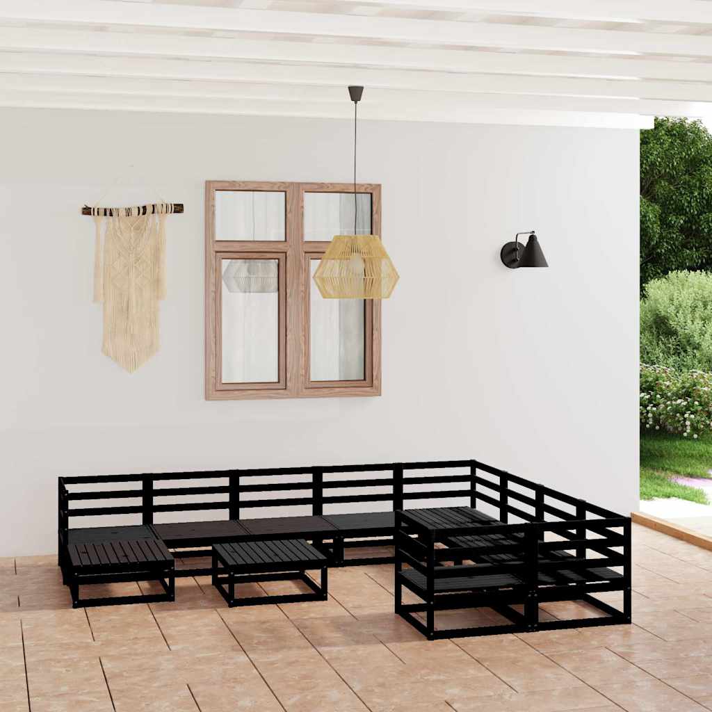 11 Piece Garden Lounge Set Solid Wood Pine