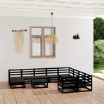 11 Piece Garden Lounge Set Solid Wood Pine
