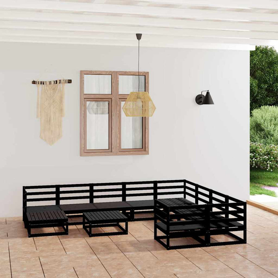 11 Piece Garden Lounge Set Solid Wood Pine