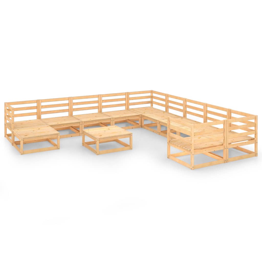12 Piece Garden Lounge Set Solid Wood Pine