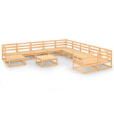 12 Piece Garden Lounge Set Solid Wood Pine
