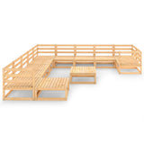 12 Piece Garden Lounge Set Solid Wood Pine - Side View